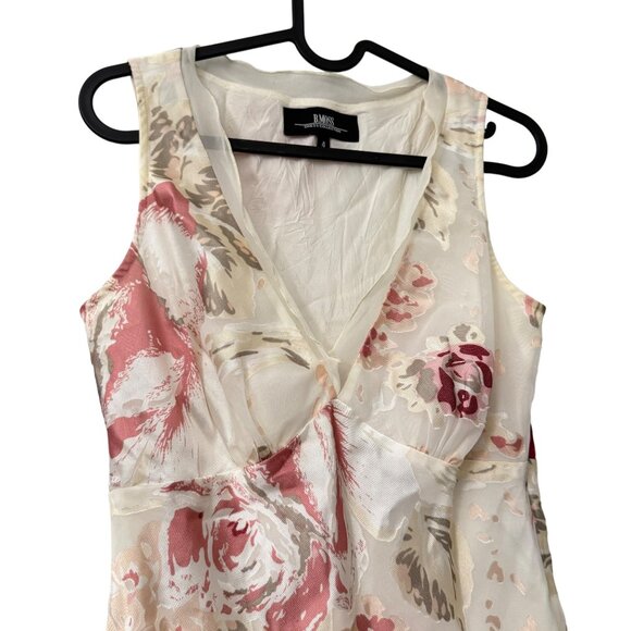 VTG B Moss Floral Silk Fairy Y2K Ruffle Trim Empire Midi Dress Womens Size 4 - Picture 2 of 6